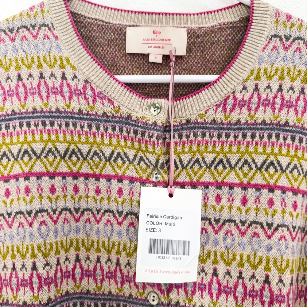 NWT Kilte Collection Boho Fairisle Retro The Goldie Cardigan Sweater Top 3 L/XL - Picture 6 of 7